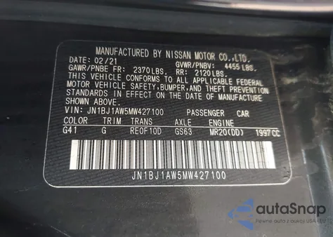 2021 Nissan Rogue Sport S Awd Xtronic Cvt из США, поврежденный, VIN JN1BJ1AW5MW427100